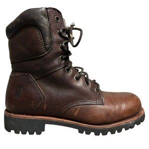 Chippewa Brown Leather Lace Up Vibram Sole Work Boot Shoes Mens Size 8 M Casual